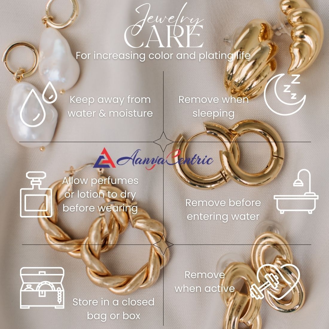 AanyaCentric Elegant Gold-Polished Ad American Diamond Earrings for Women Girls of All Ages