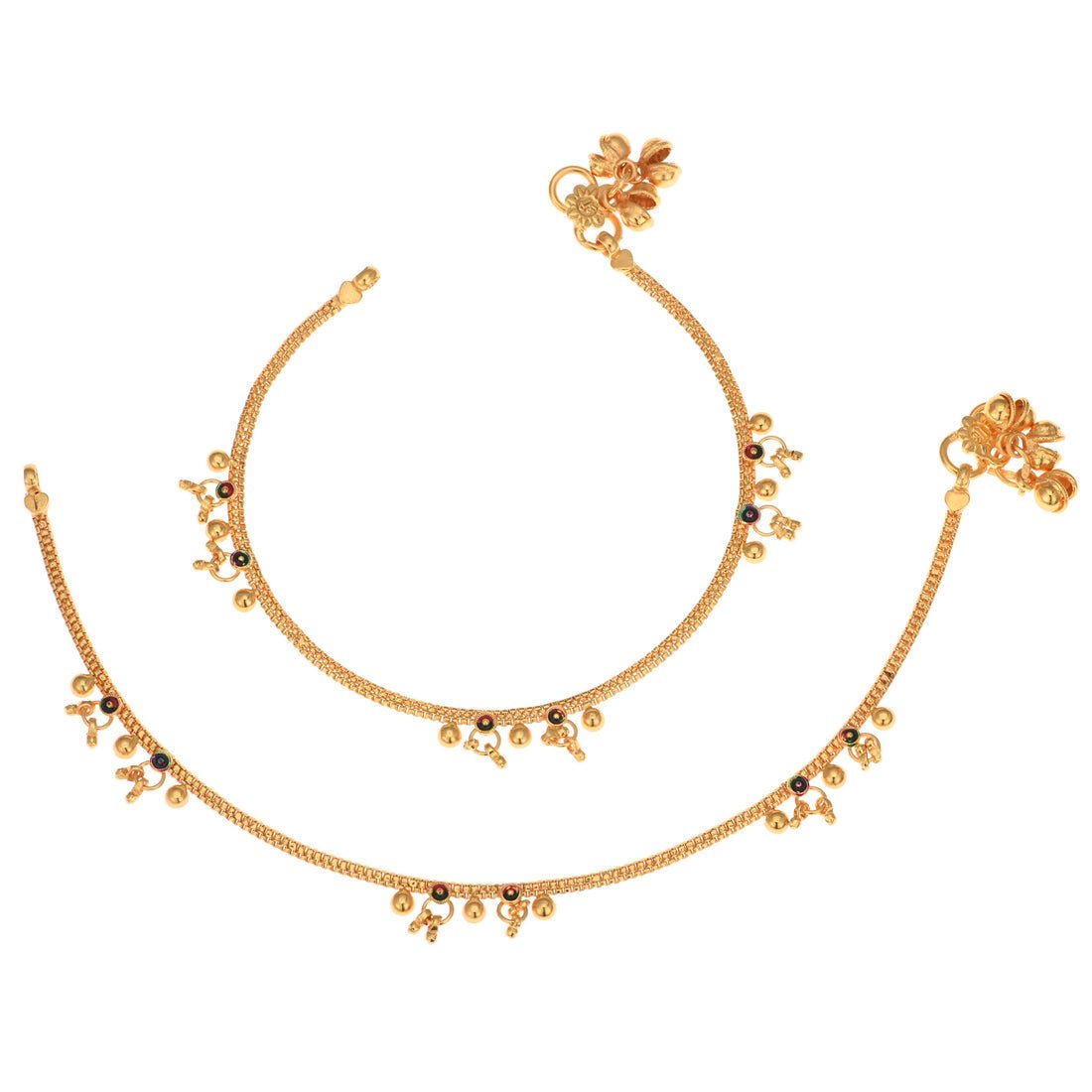 AanyaCentric Gold-Polished Traditional Anklets Payal - Classic and Stylish for Women and Girls