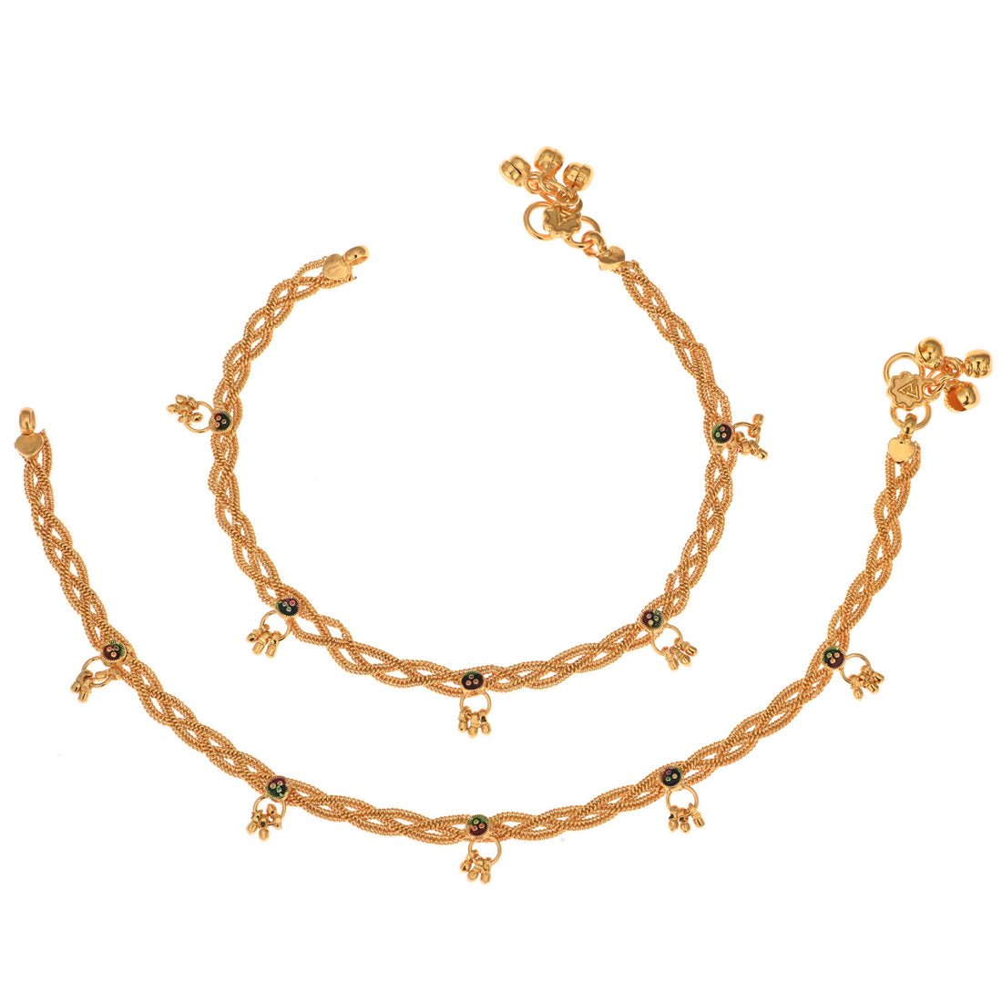 AanyaCentric Gold-Polished Traditional Anklets Payal - Classic and Stylish for Women and Girls