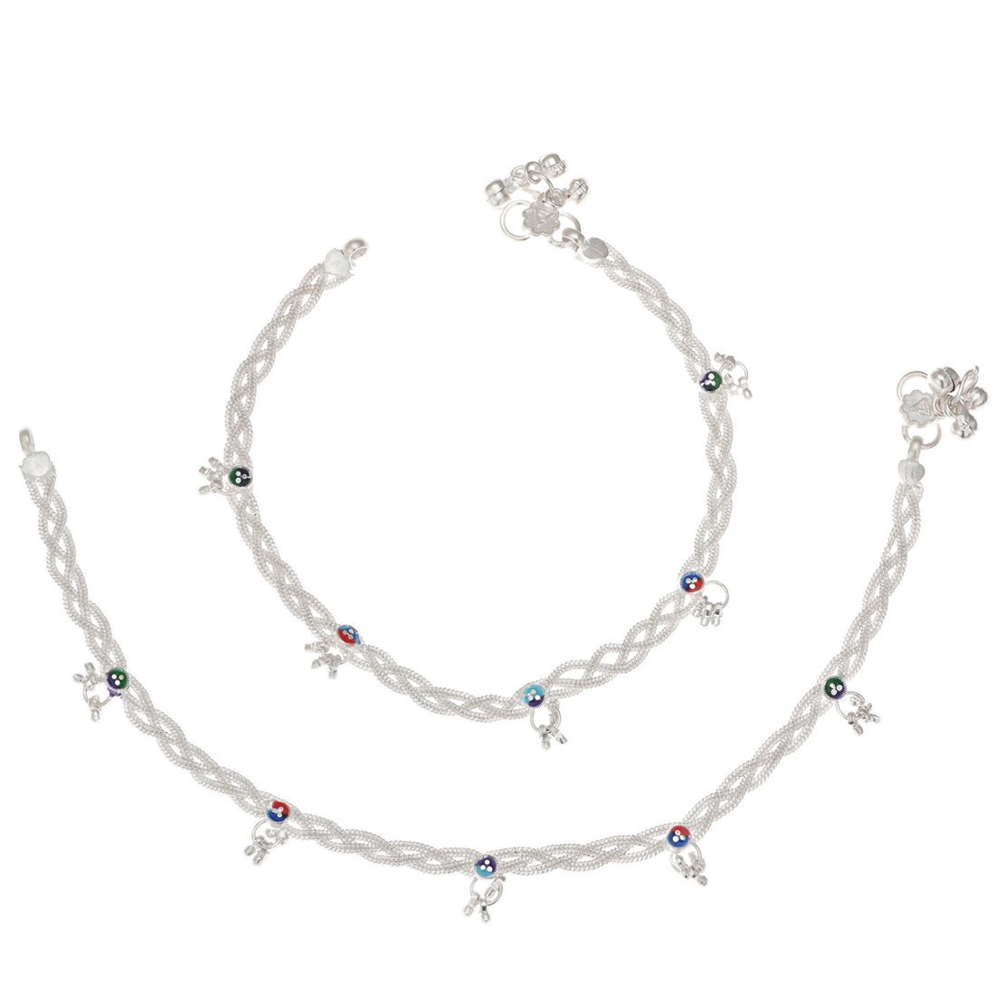 AanyaCentric Silver Plated Traditional Anklets Payal - Classic and Stylish for Women and Girls
