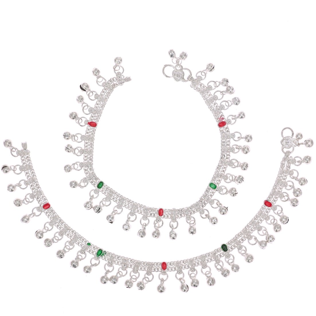 AanyaCentric Silver Plated Traditional Anklets Payal - Classic and Stylish for Women and Girls
