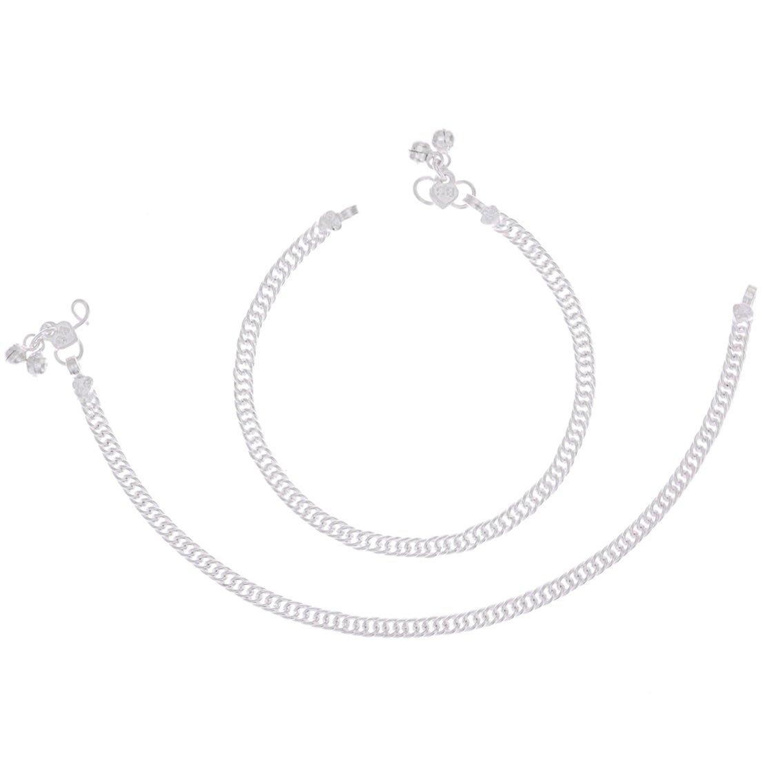 AanyaCentric Silver Plated Traditional Anklets Payal - Classic and Stylish for Women and Girls