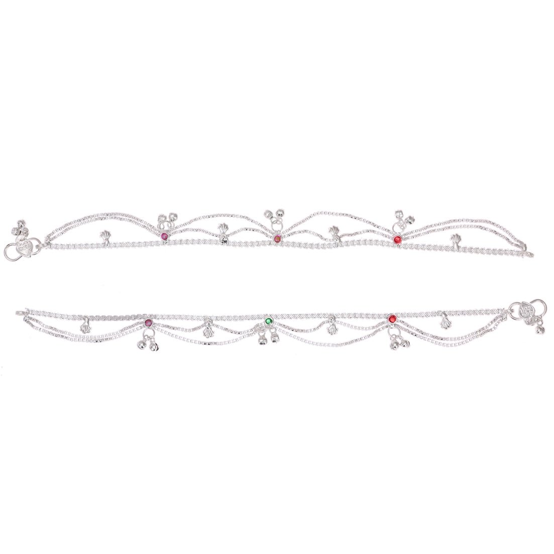 AanyaCentric Silver Plated Traditional Anklets Payal - Classic and Stylish for Women and Girls
