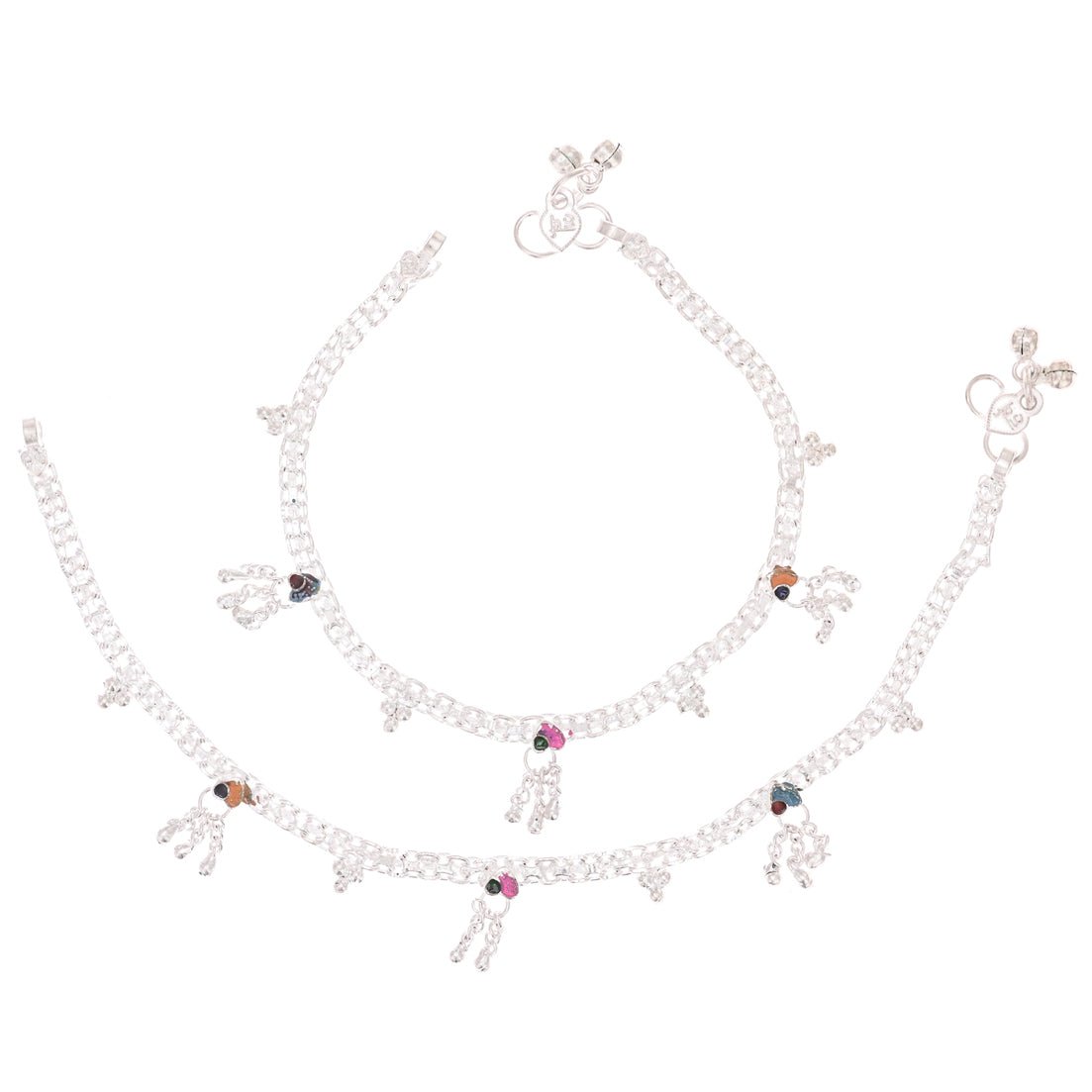 AanyaCentric Silver Plated Traditional Anklets Payal - Classic and Stylish for Women and Girls