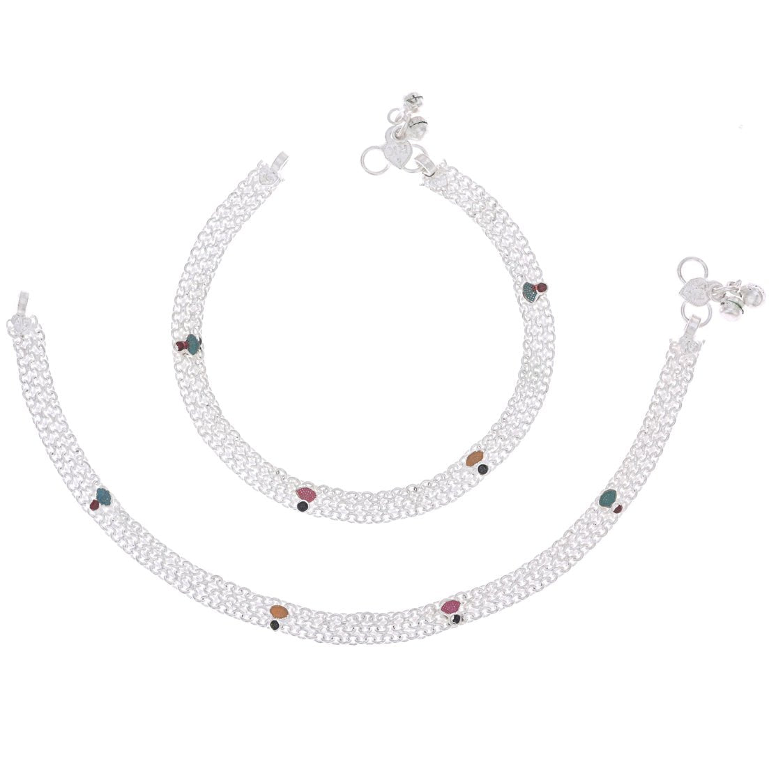 AanyaCentric Silver Plated Traditional Anklets Payal - Classic and Stylish for Women and Girls