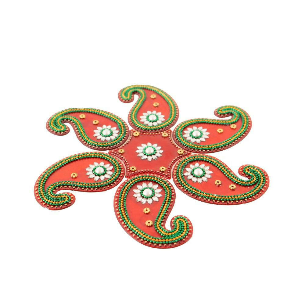 Kundan HandiKrafts Mango Rangoli Red Color (Medium)