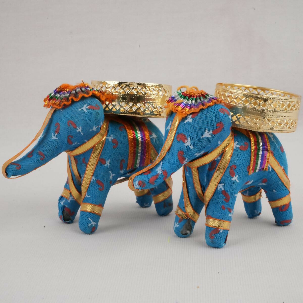 Kundan HandiKrafts Elephant Candle Holders (Pair) - Assorted