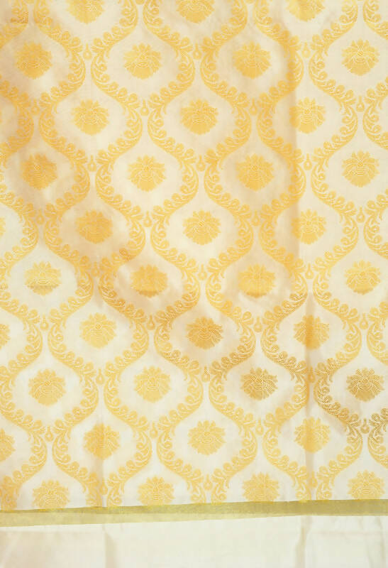 Mominos Fashion Moeza Women's Banarsi Silk All Over Woven Design Cream Dupatta
