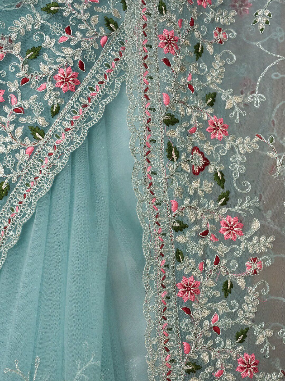 kasee Floral Embroidered Net Saree