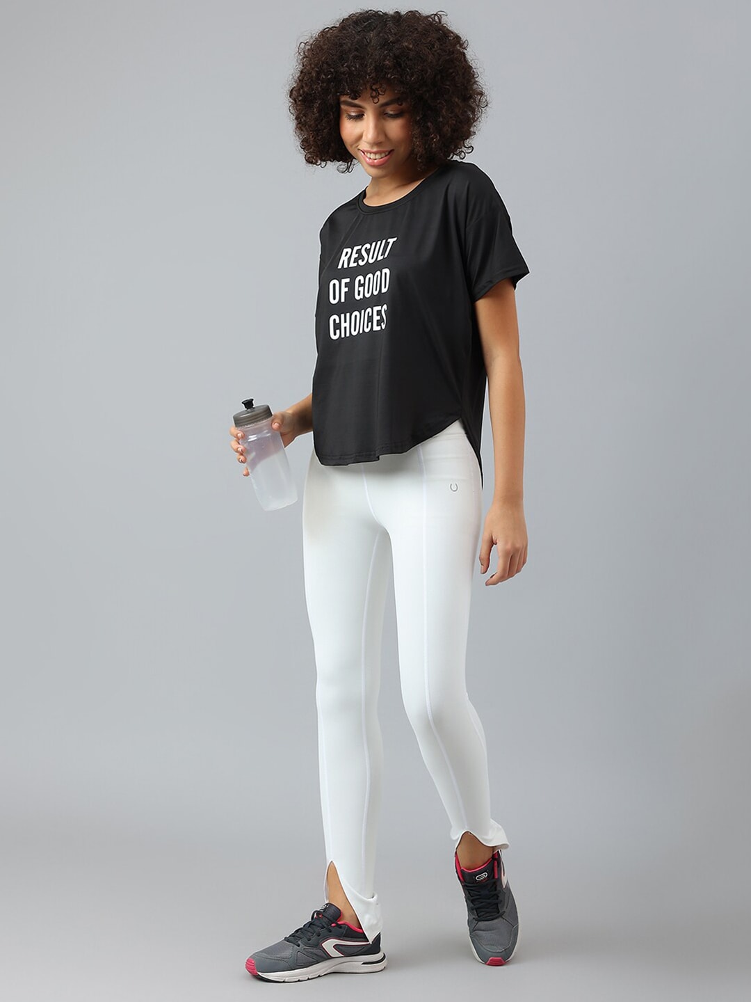 MKH Women Typography Printed Dri-FIT Sports T-shirt
