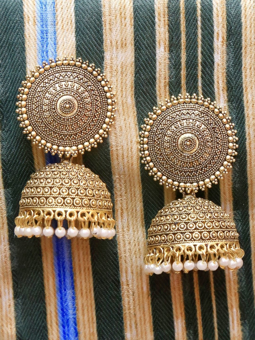 Gold-Polished Alloy Antique Golden Jhumki Earrings - The Pari