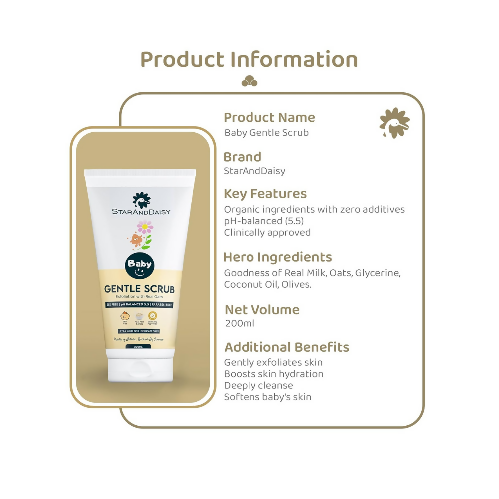 StarAndDaisy Baby Body Scrub with Real Milk & Oats, SLS Free & Paraben free with pH 5.5