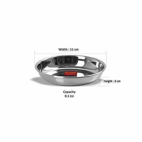 Stainless Steel Heavy Gauge Small Halwa Plates with Mirror finish - Set of 6pc