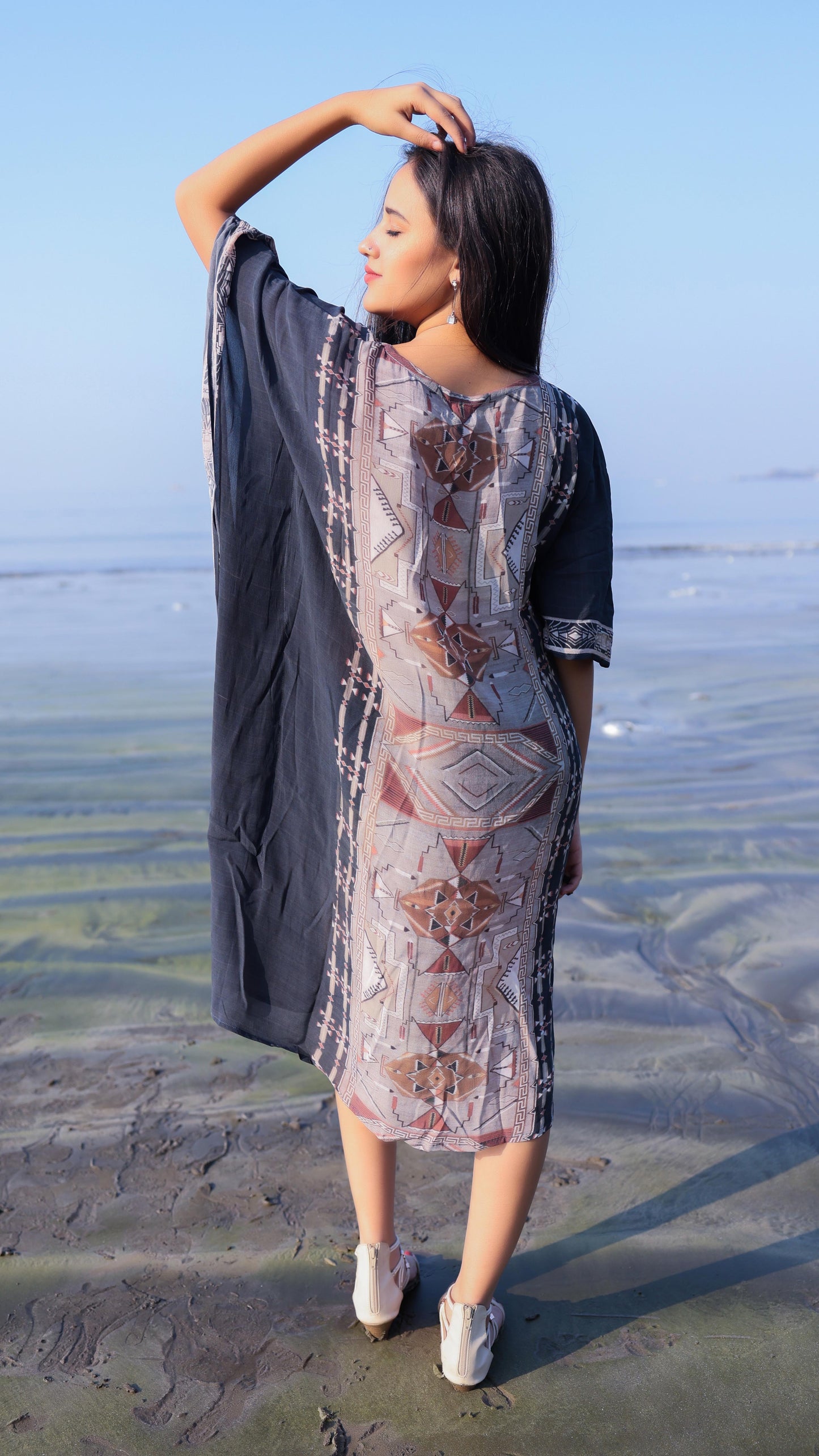 Noroke Cupro Crepe Kaftan Dress - Printed