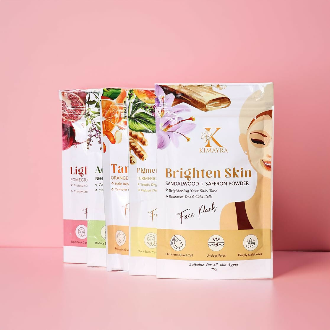 Kimayra Skin Care Combo Powder (Pomegranate + Beetroot, Neem + Tulsi, Orange + Papaya, Turmeric + Orange, Sandalwood + Saffron)