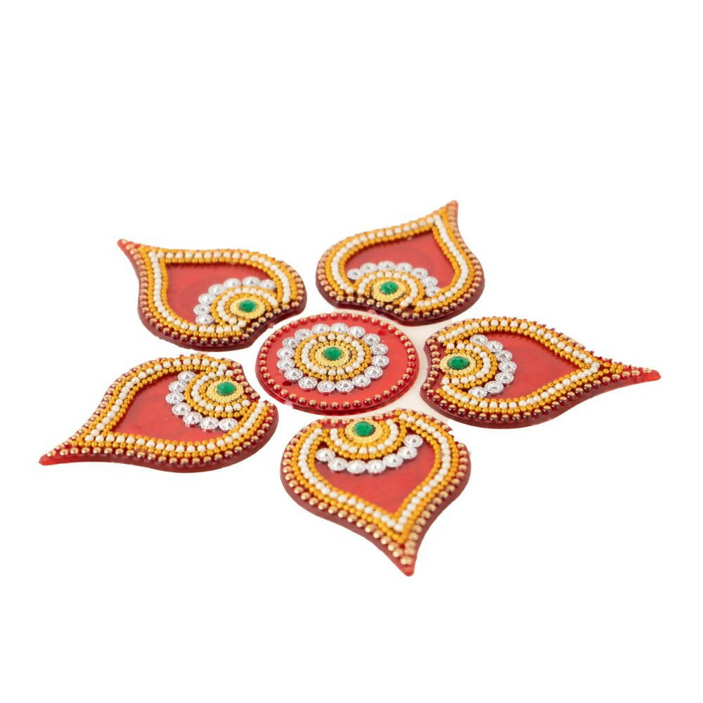 Kundan HandiKrafts Designer Modak Rangoli Red (Baby)