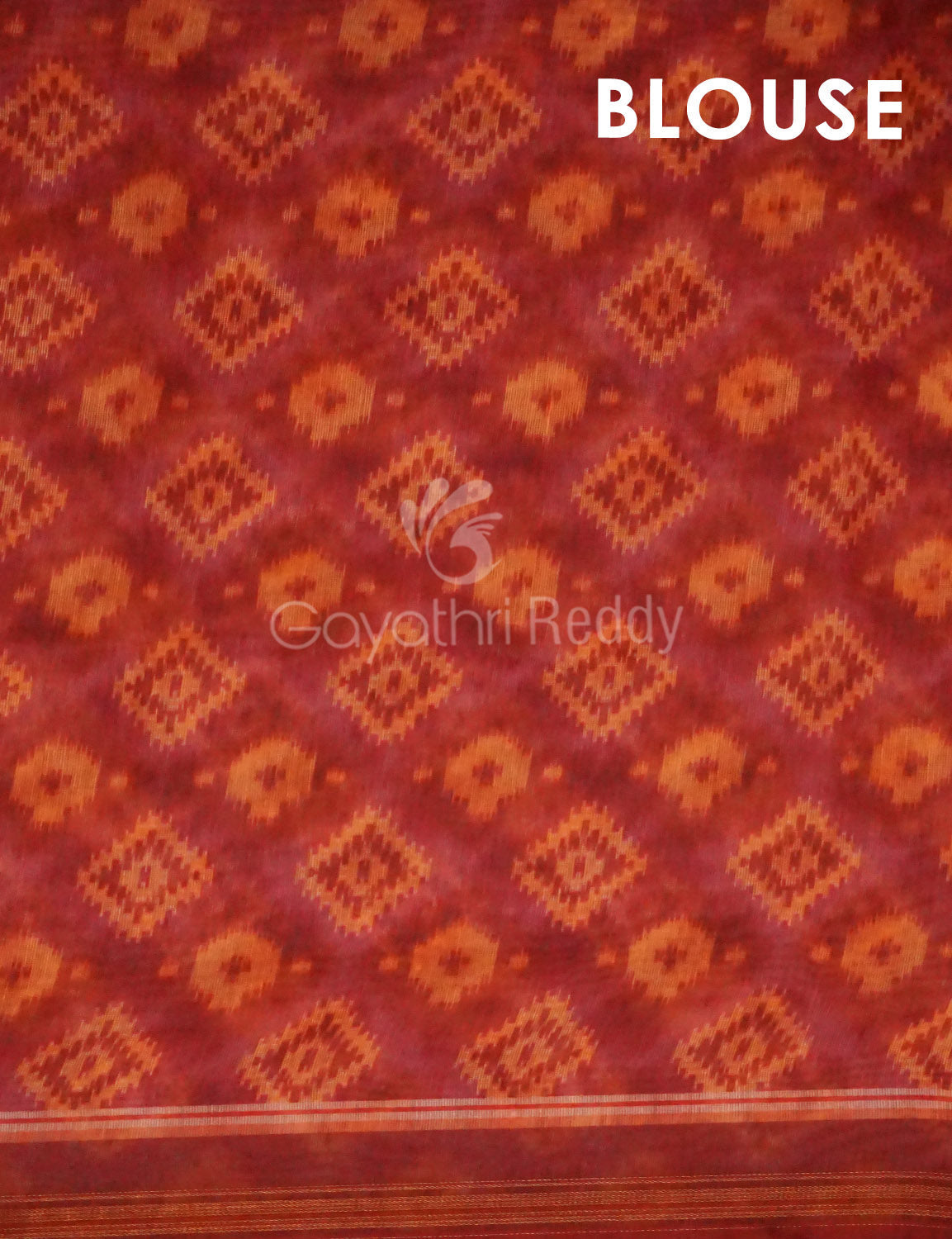 Peachish Orange Diamond Printed Semi Chanderi Saree By Gayathri Reddy Designer Studio
