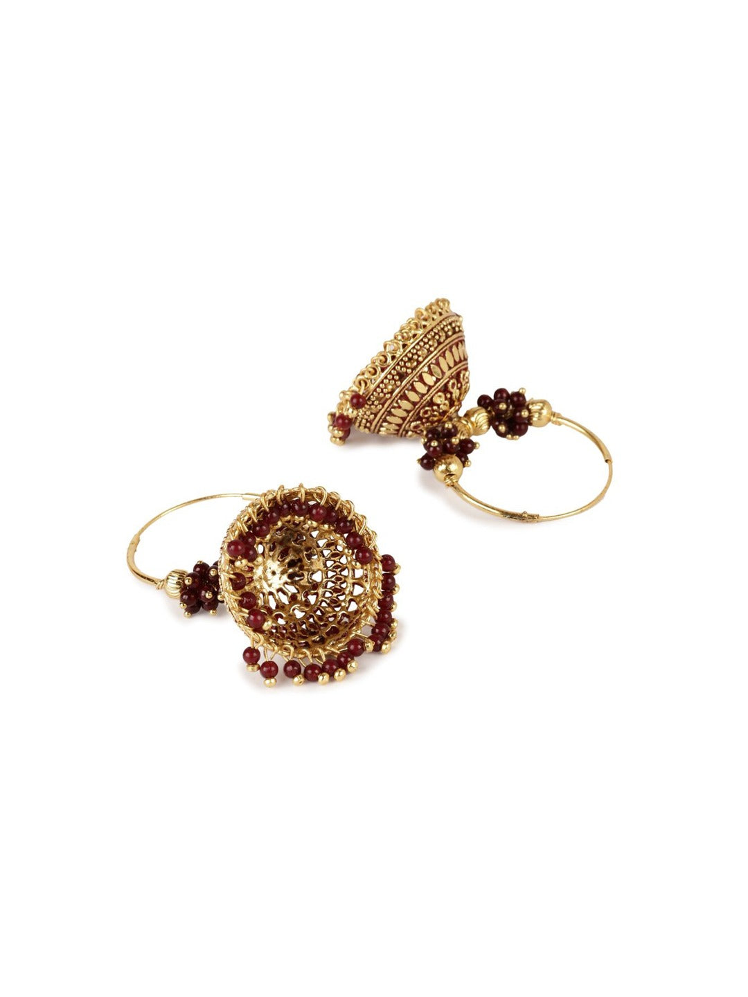 Gold-Polished Alloy Hoop And Jhumki Earrings - The Pari