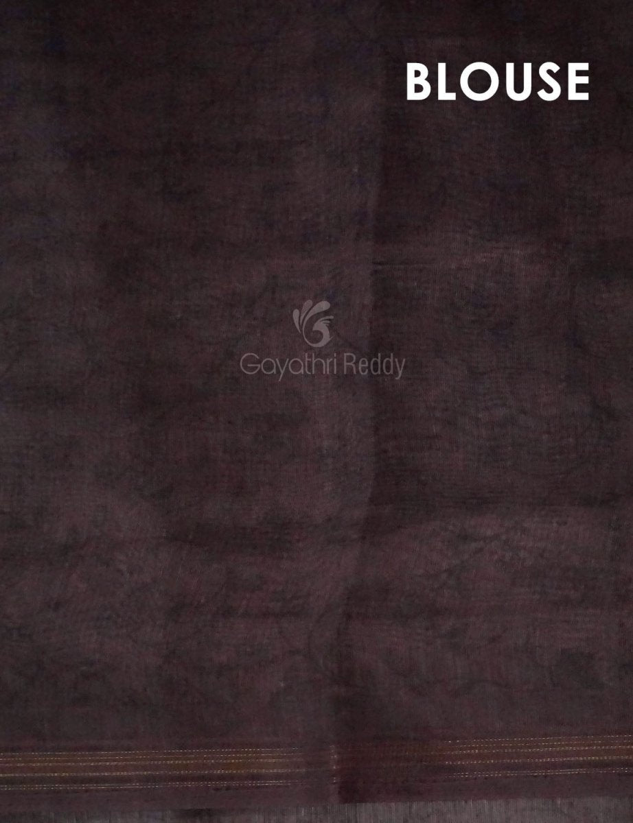 Baby Brown Mix With Pink Floral Design Printed Semi Chanderi Saree By Gayathri Reddy Designer Studio