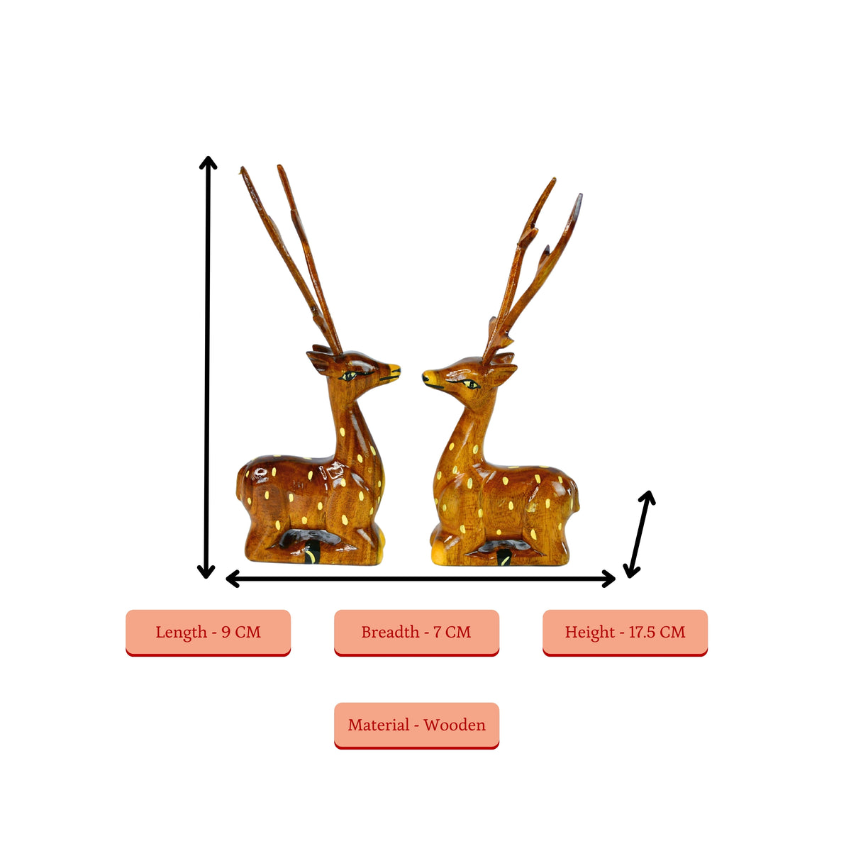 Sowpeace Pair of wooden sitting deer
