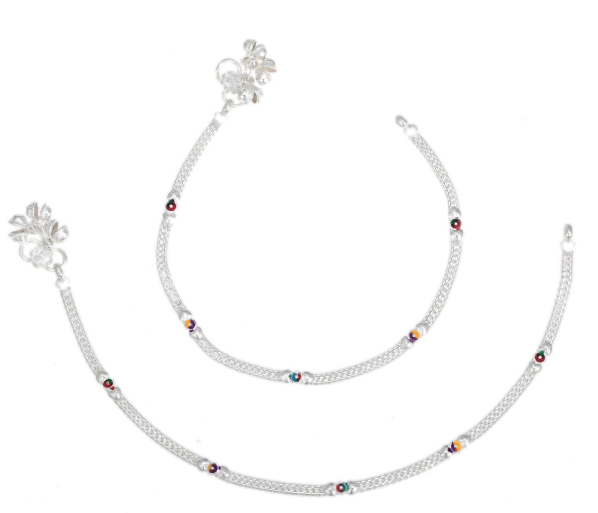 AanyaCentric Silver Plated Traditional Anklets Payal - Classic and Stylish for Women and Girls