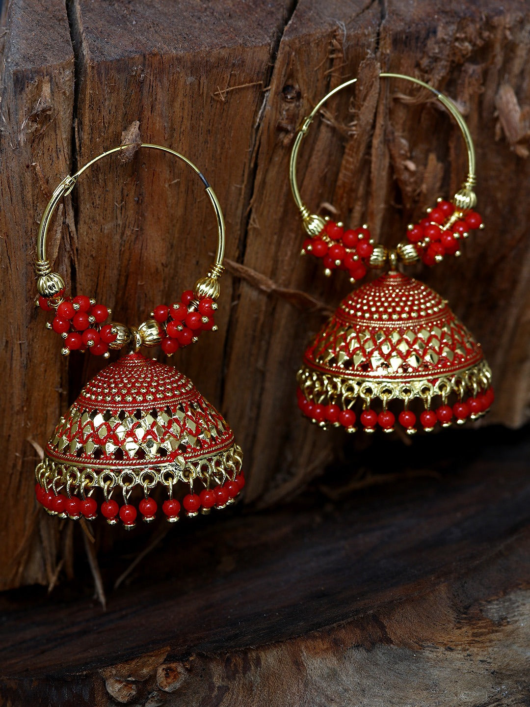 Gold-Polished Alloy Hoop And Jhumki Earrings - The Pari