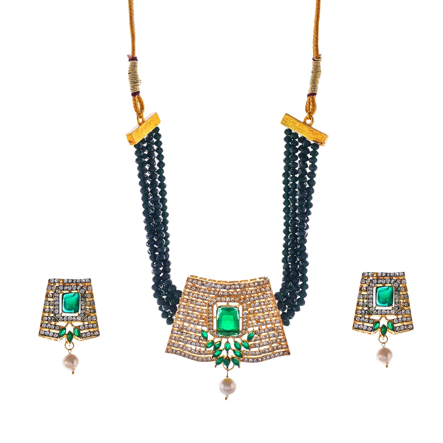 Gold-Polished Alloy Crystal Chain & American Diamond Choker Necklace - The Pari