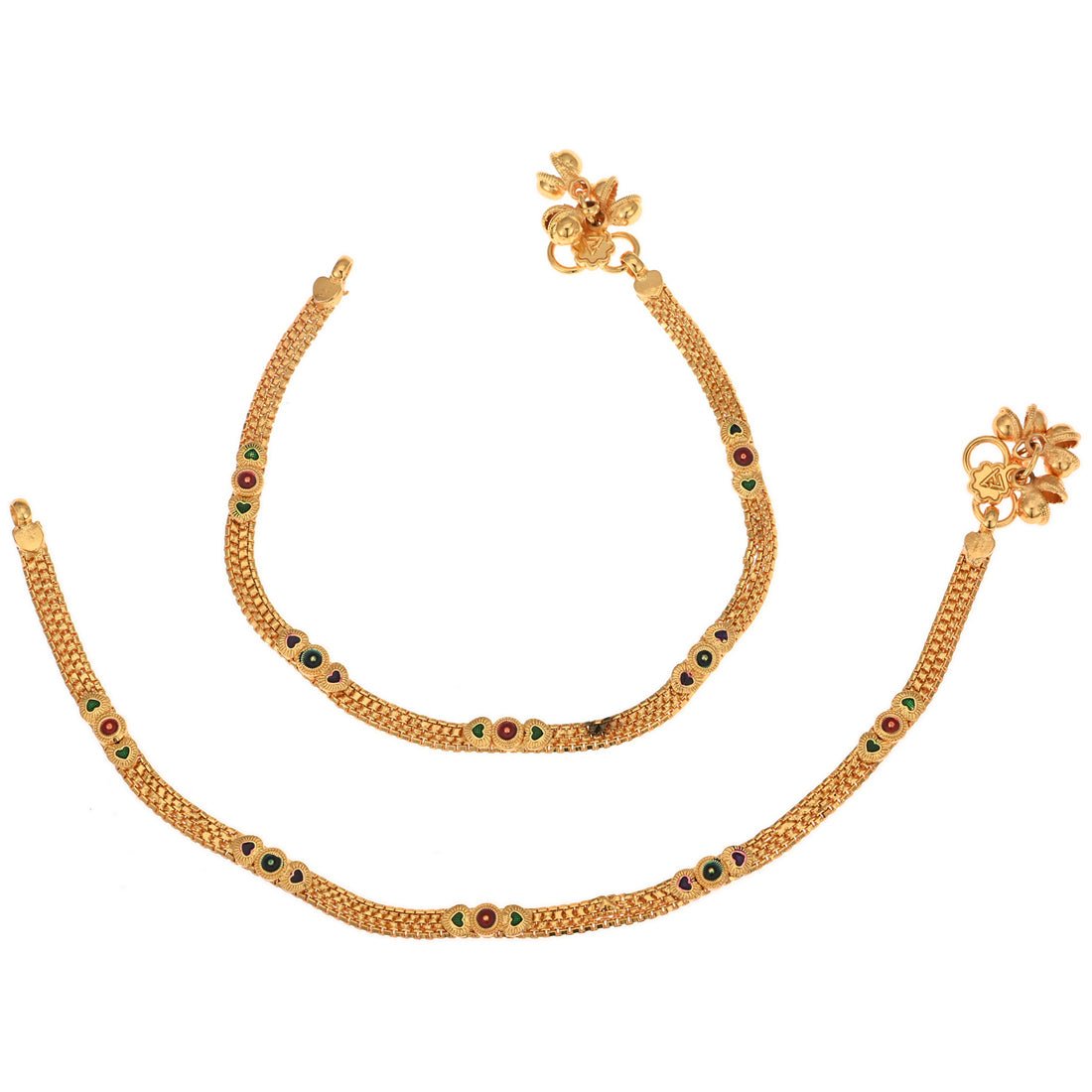 AanyaCentric Gold-Polished Traditional Anklets Payal - Classic and Stylish for Women and Girls