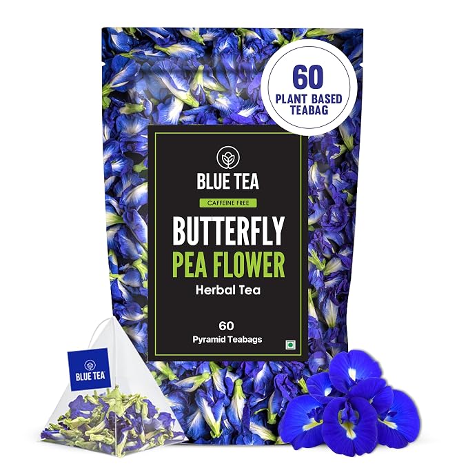 Blue Tea Butterfly Pea Herbal Tea Bags | Anti-Oxidant Rich Herbal Flower Based Caffeine Free - No Preservatives | Detox Tea Natural Premium Herbal Tea