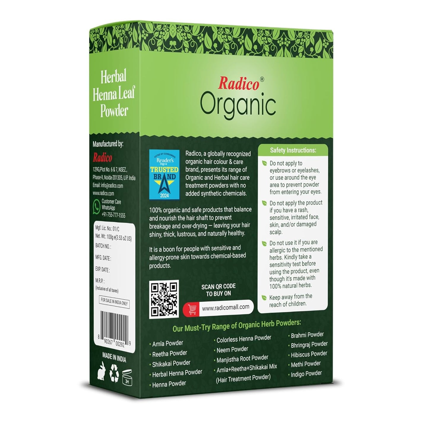Radico Organic Herbal Henna Powder