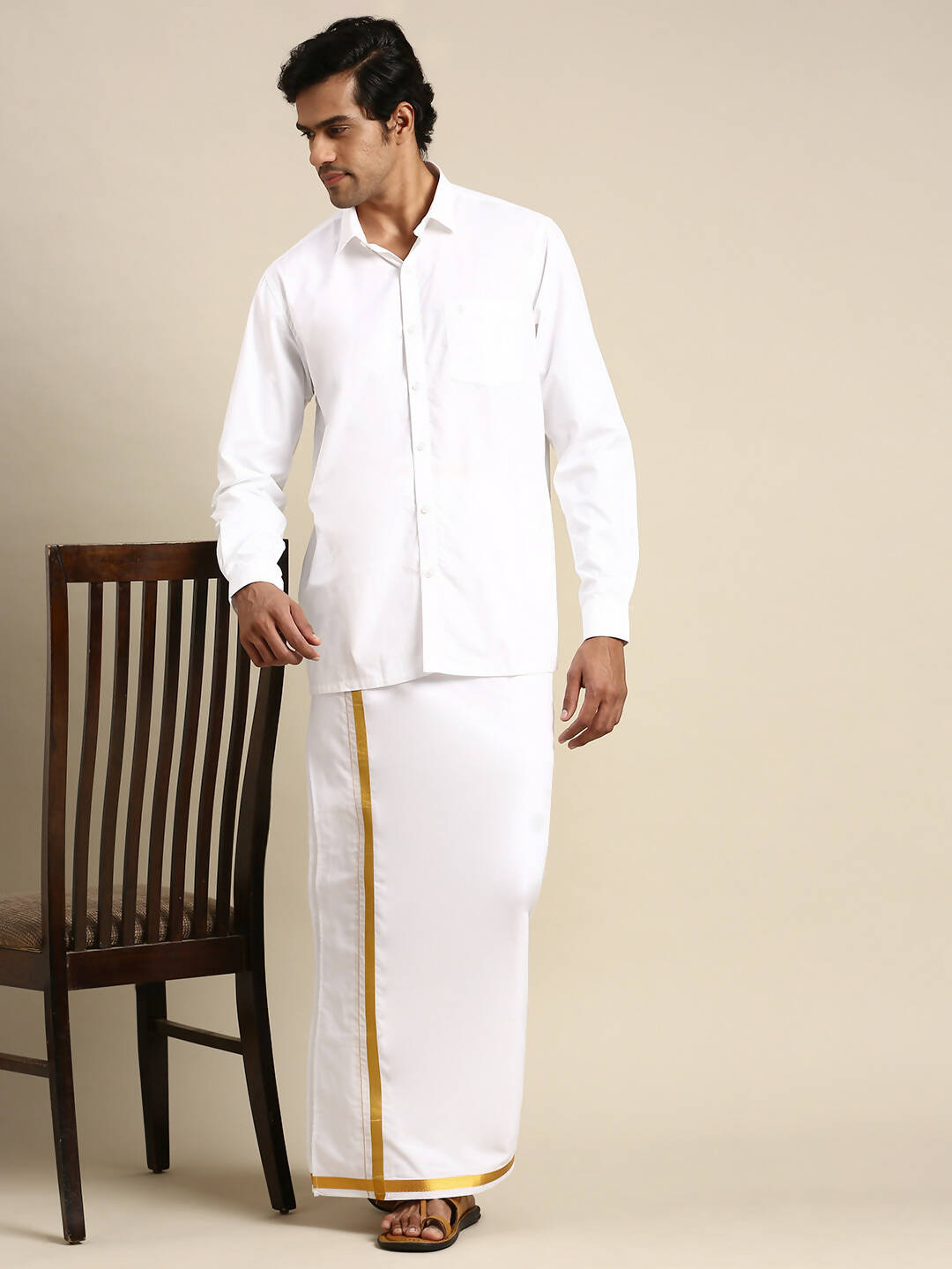 Ramraj Cotton Mens Full Sleeve White Shirt Plus Size - Pure Cotton
