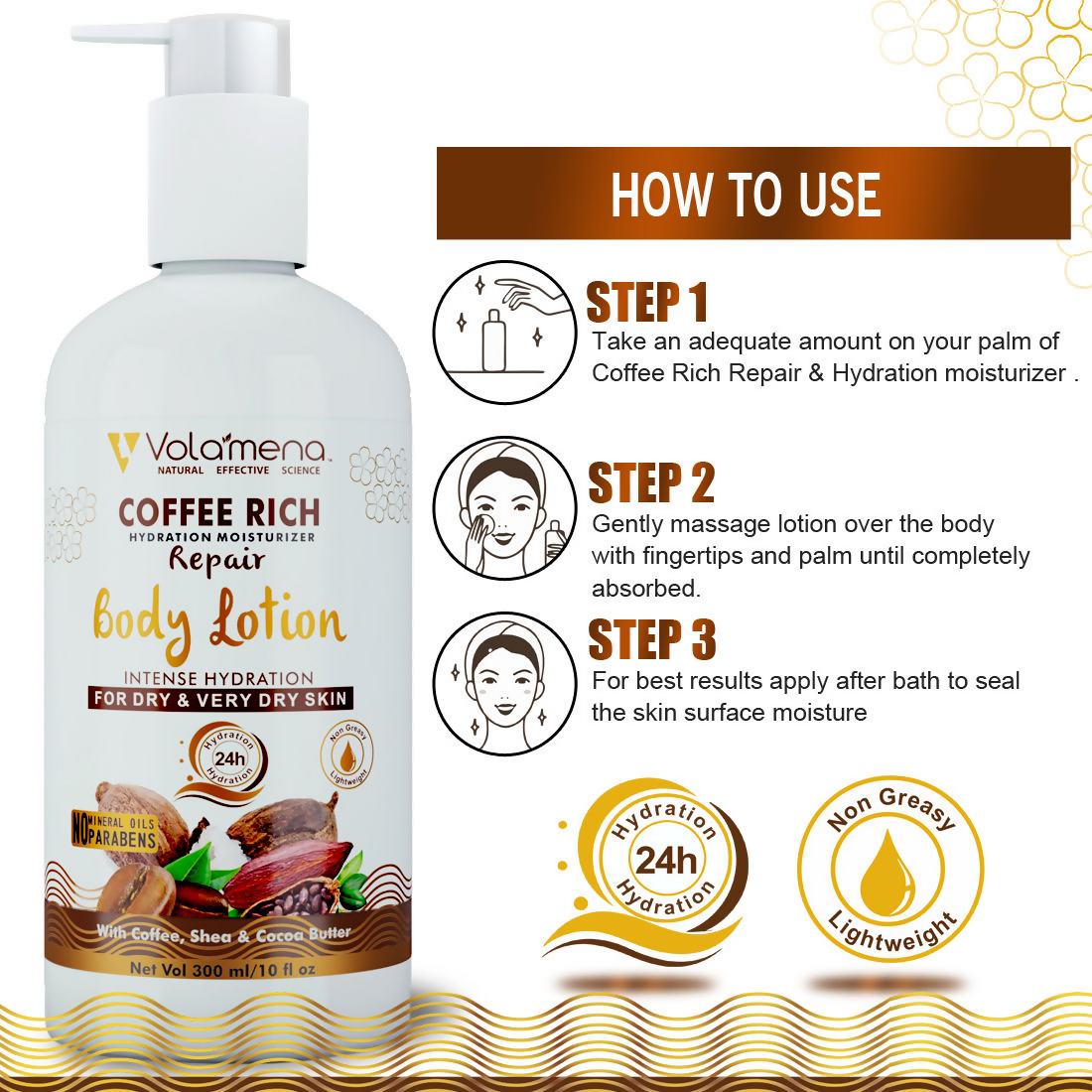 Volamena Coffee Rich Hydration Moisturizer Repair Body Lotion