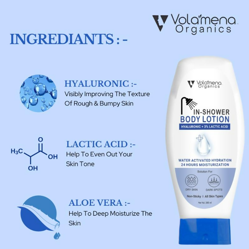 Volamena Hyluronic + Lactic Acid In-Shower Body Lotion With Aloevera