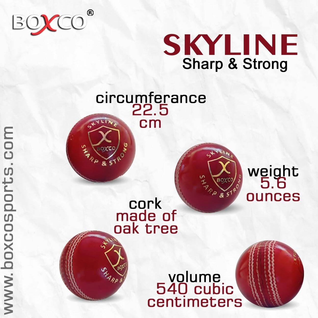 Boxco Skyline Hand Stiched Four Piece Cricket Leather Ball (Pack of 6)