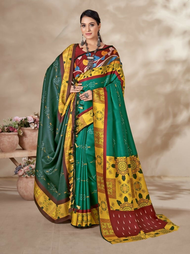 Aayaa Designer Winter Collection Printed Saree With Shawl - Multi Color