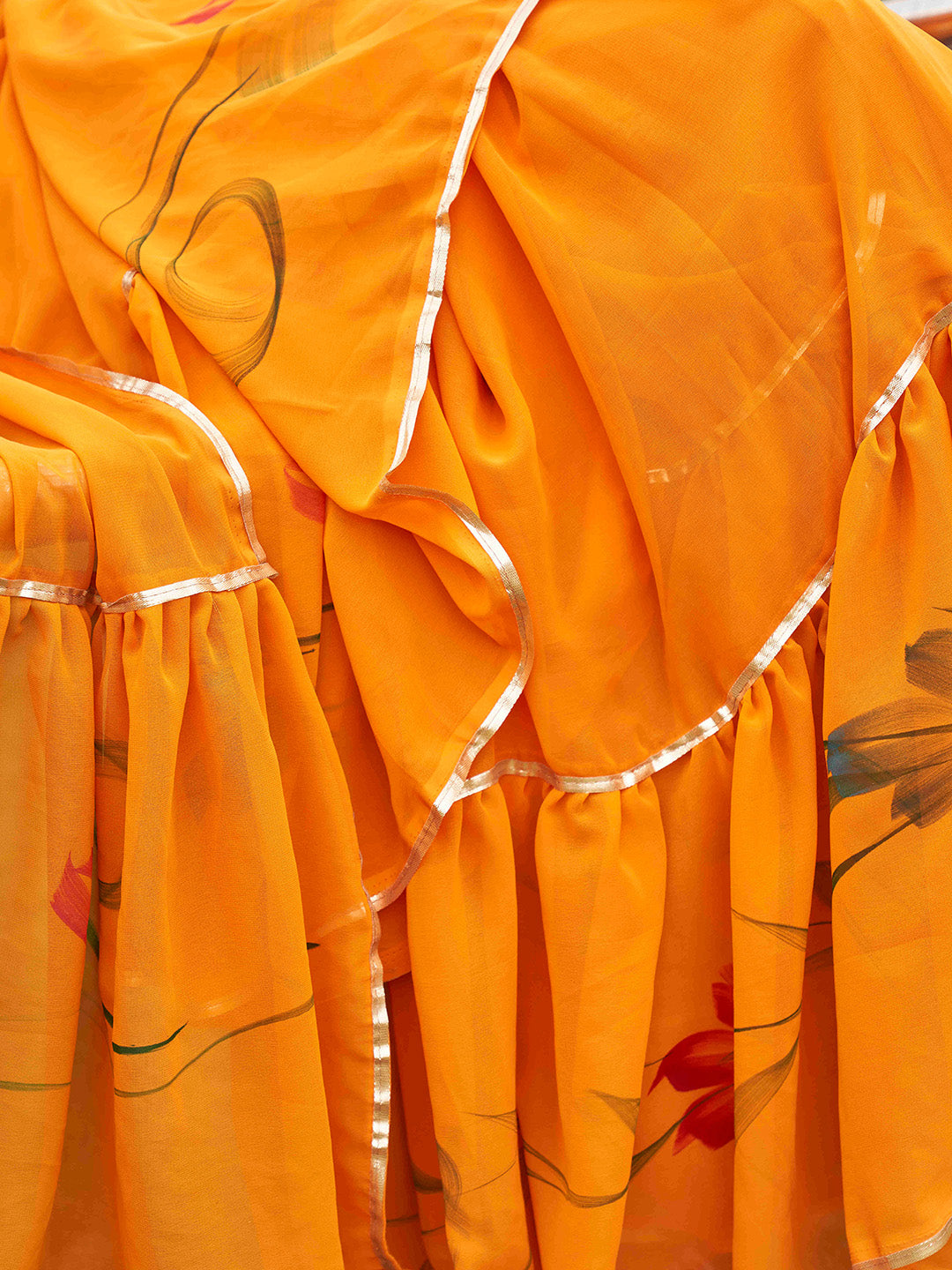 Tikhi Imli Mustard Yellow Gotta Patti Ruffles Saree