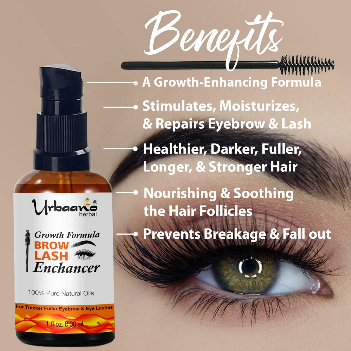 Urbaano Herbal Premium Eyebrow & Eyelash Growth Serum Oil