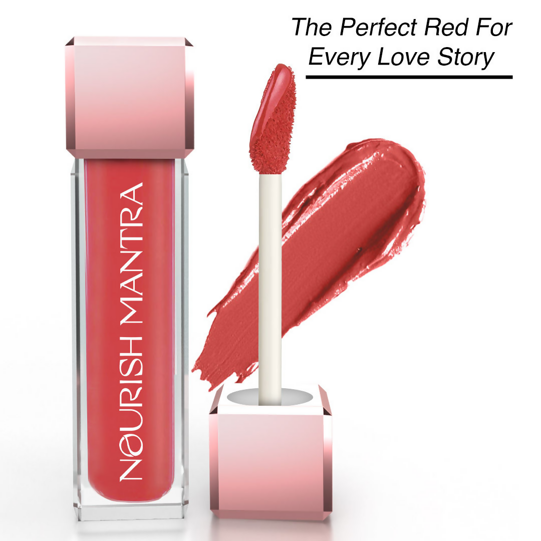Nourish Mantra Liquid Lipstick Creamy Matte with SPF/ Water Proof, Smudge Proof Shade Masoom Pink-Ishq Vala Red