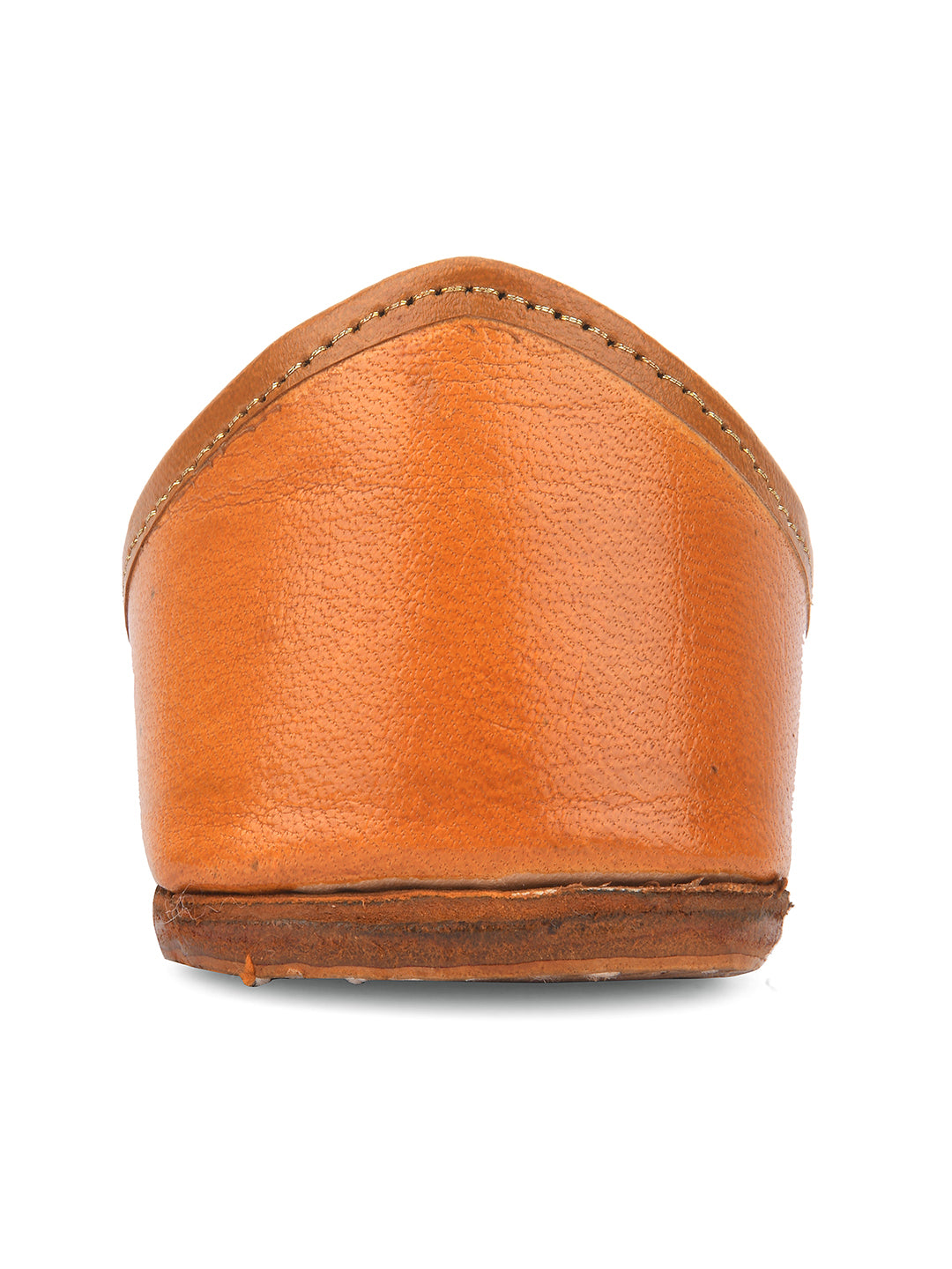 Desi Colour Women Indian Ethnic Footwear-Tan Leather Emb