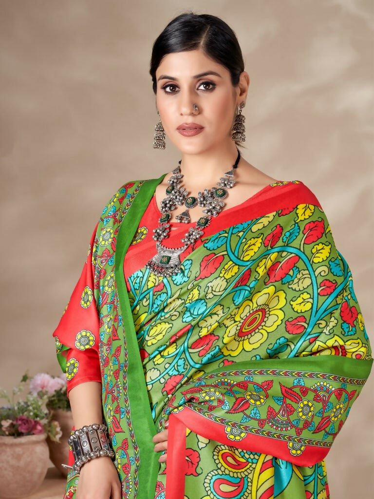 Aayaa Designer Winter Collection Printed Saree With Shawl - Multi Color