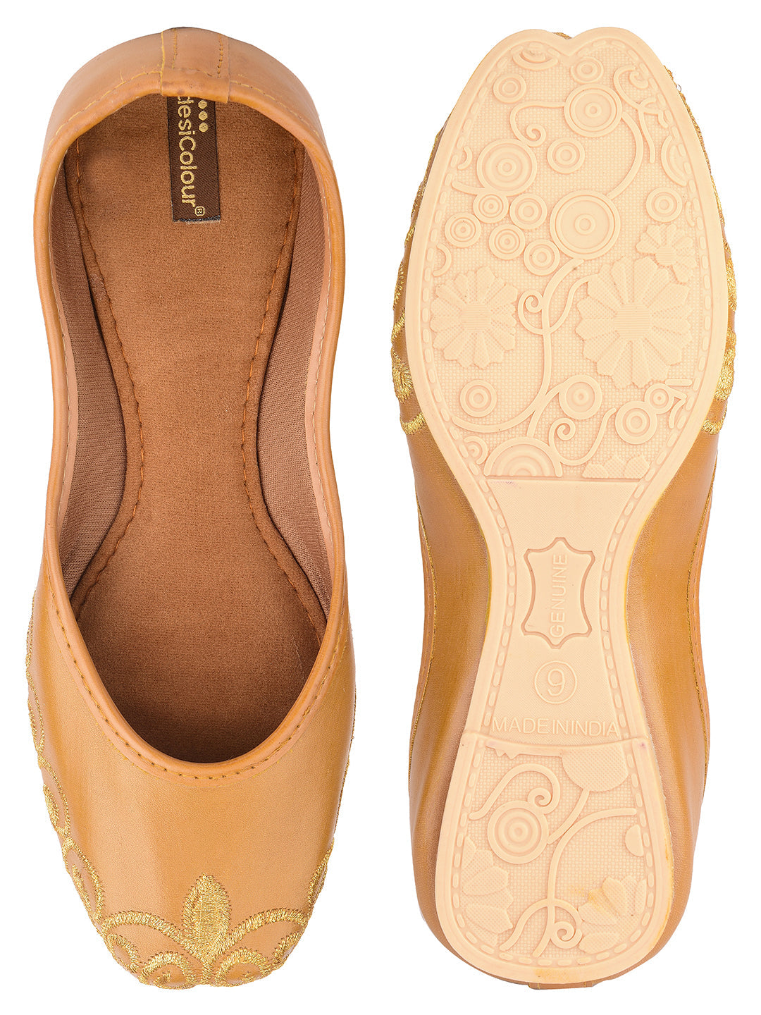 Desi Colour Women Indian Ethnic Footwear-Polish-Tan 1