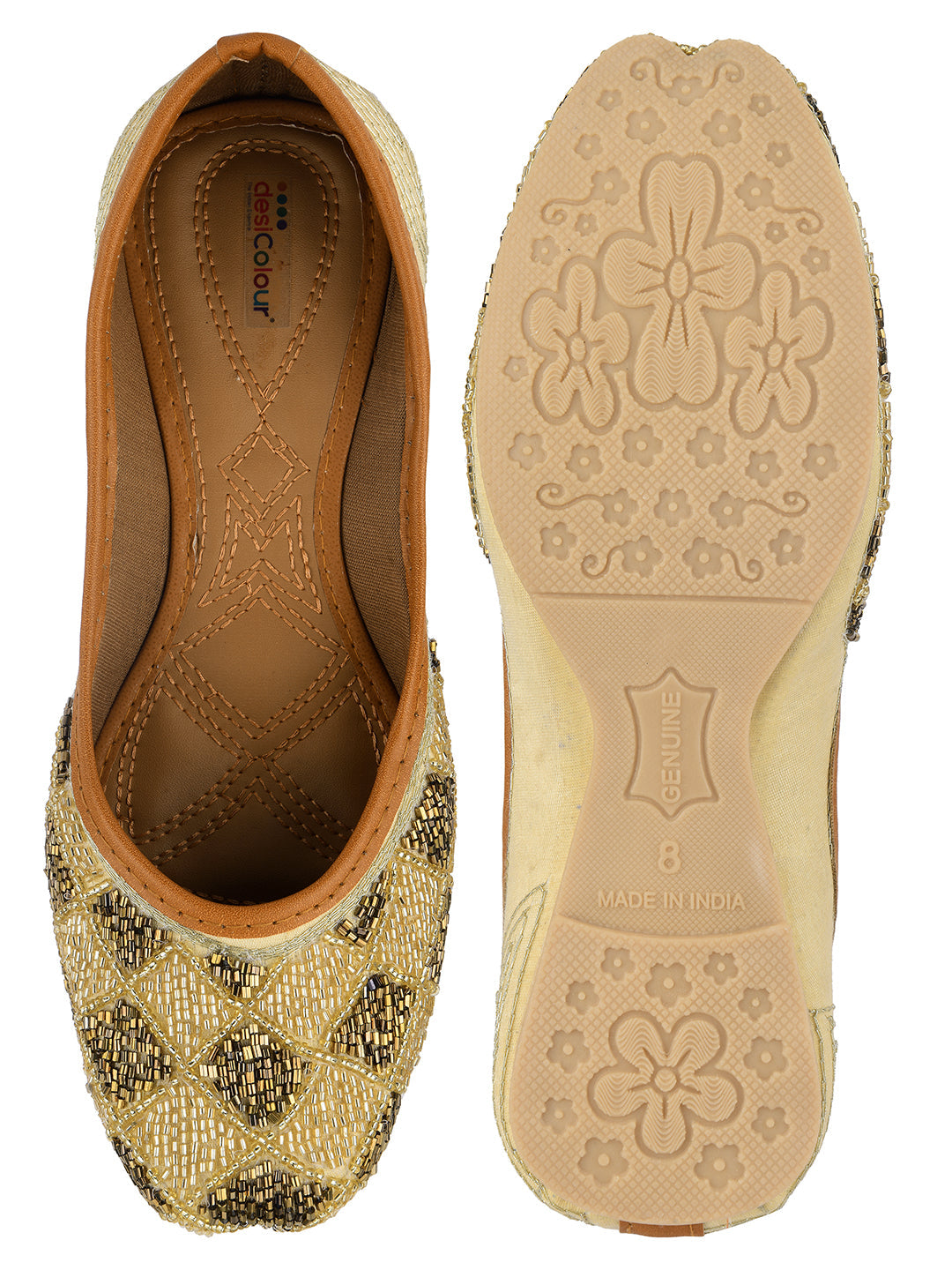 Desi Colour Women Indian Ethnic Footwear-Rhombus-Copper