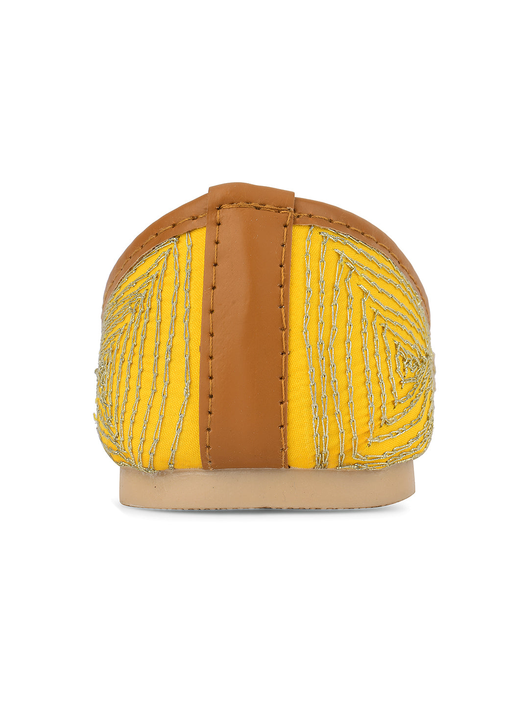 Desi Colour Women Indian Ethnic Footwear-Yellow Dabka