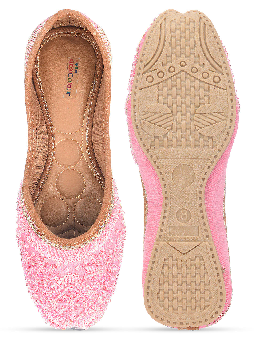 Desi Colour Women Indian Ethnic Footwear-Baby Pink Pearl