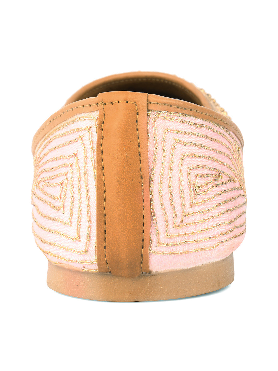 Desi Colour Women Indian Ethnic Footwear-Peach Dabka