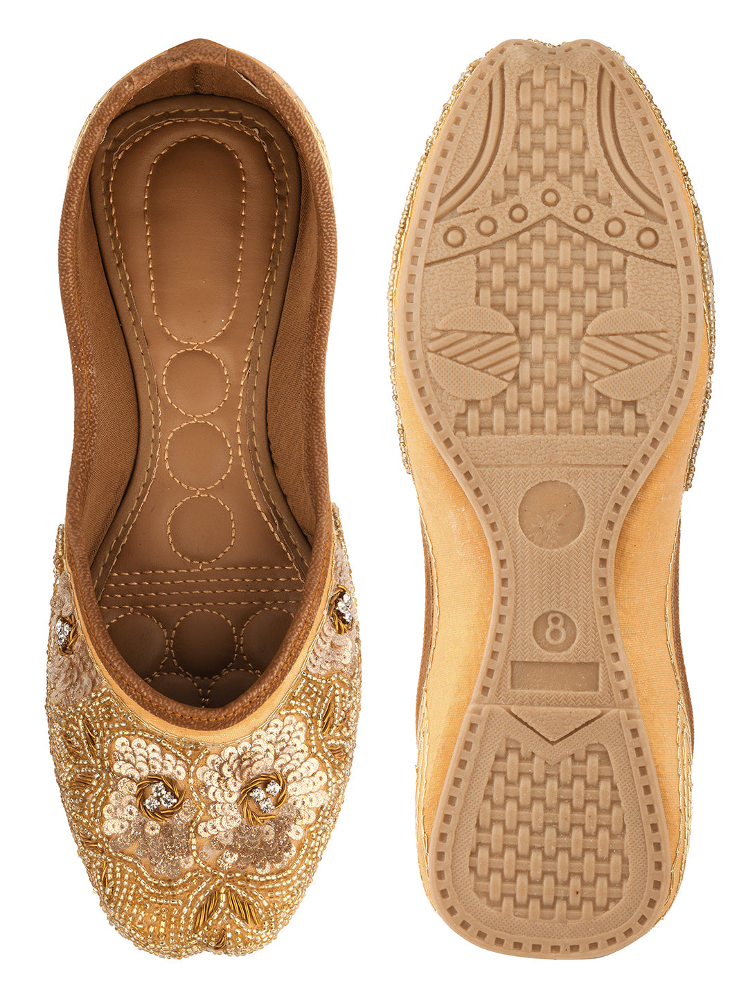 Desi Colour Women Indian Ethnic Footwear-Party Collection - Gold Pearl