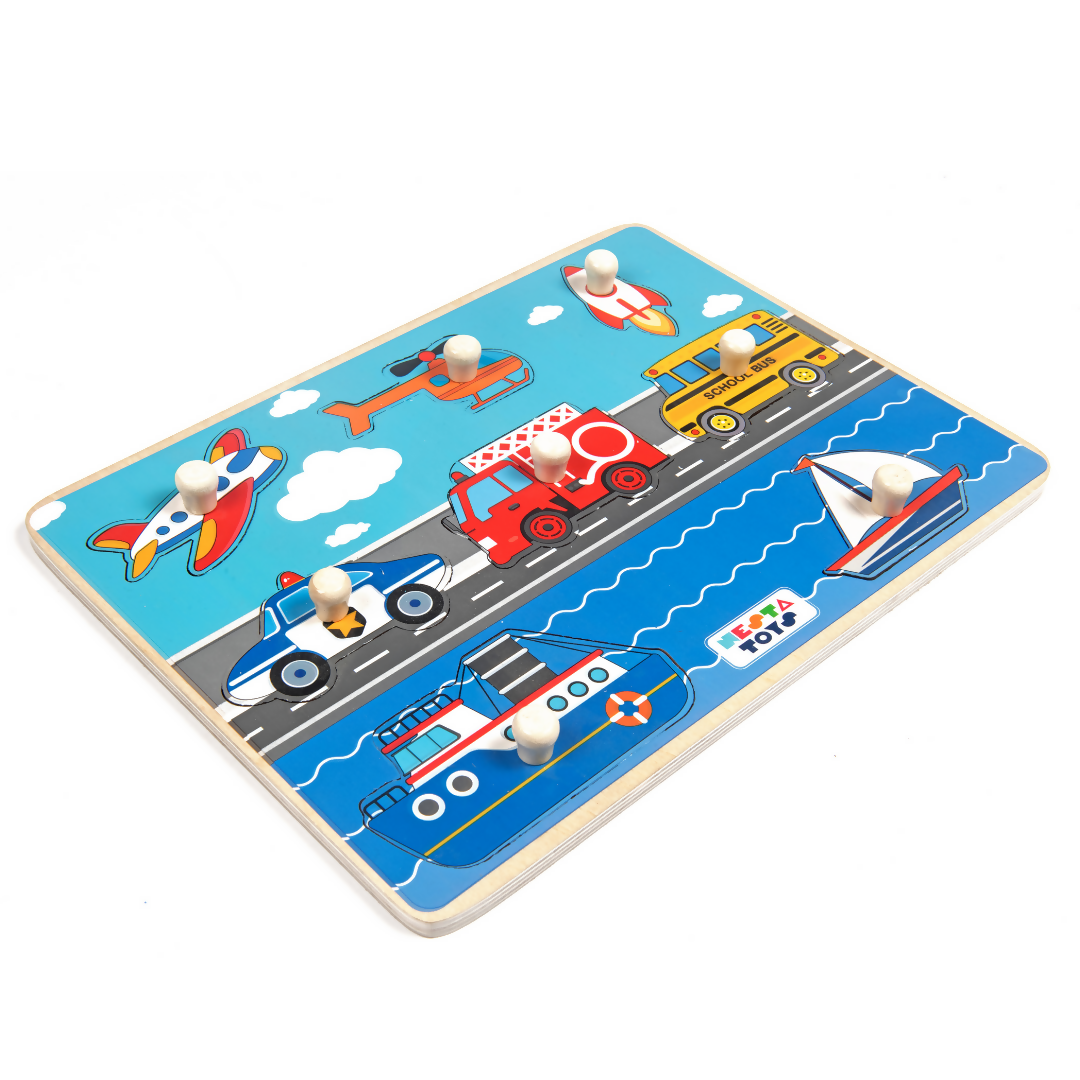 Nesta Toys Wooden Vehicle Knob Puzzle (8 Pcs)