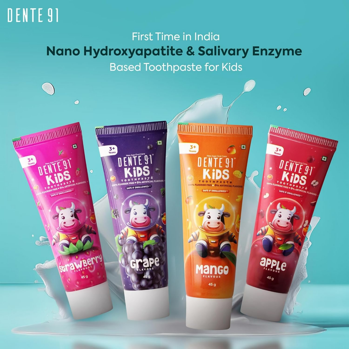 Dente91 Kids Toothpaste, Protects against dental caries & Hypersensitivity, Fluoride Free