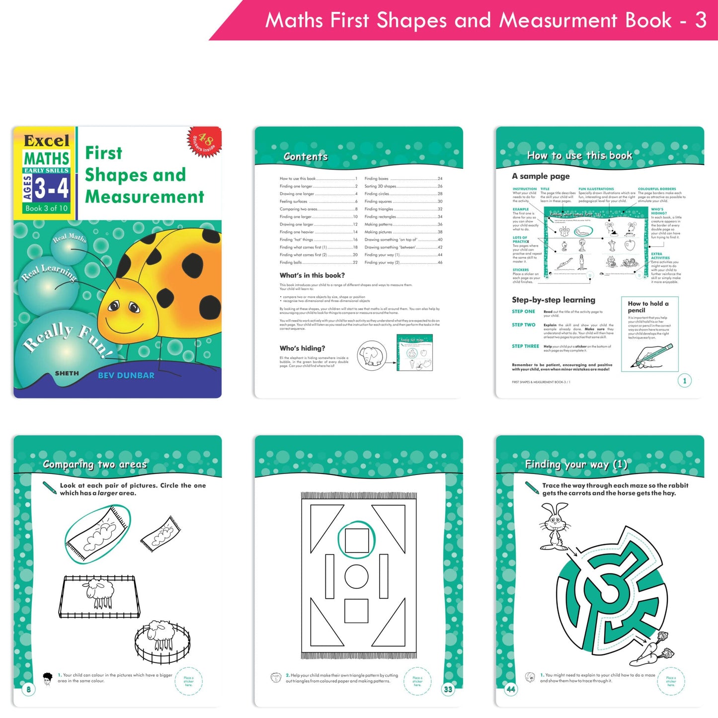 Excel Maths Early Skills Ages 3 - 4 Years (Set of 3) | Mathematics Book for Kids Nursery | Maths Combo Book Set