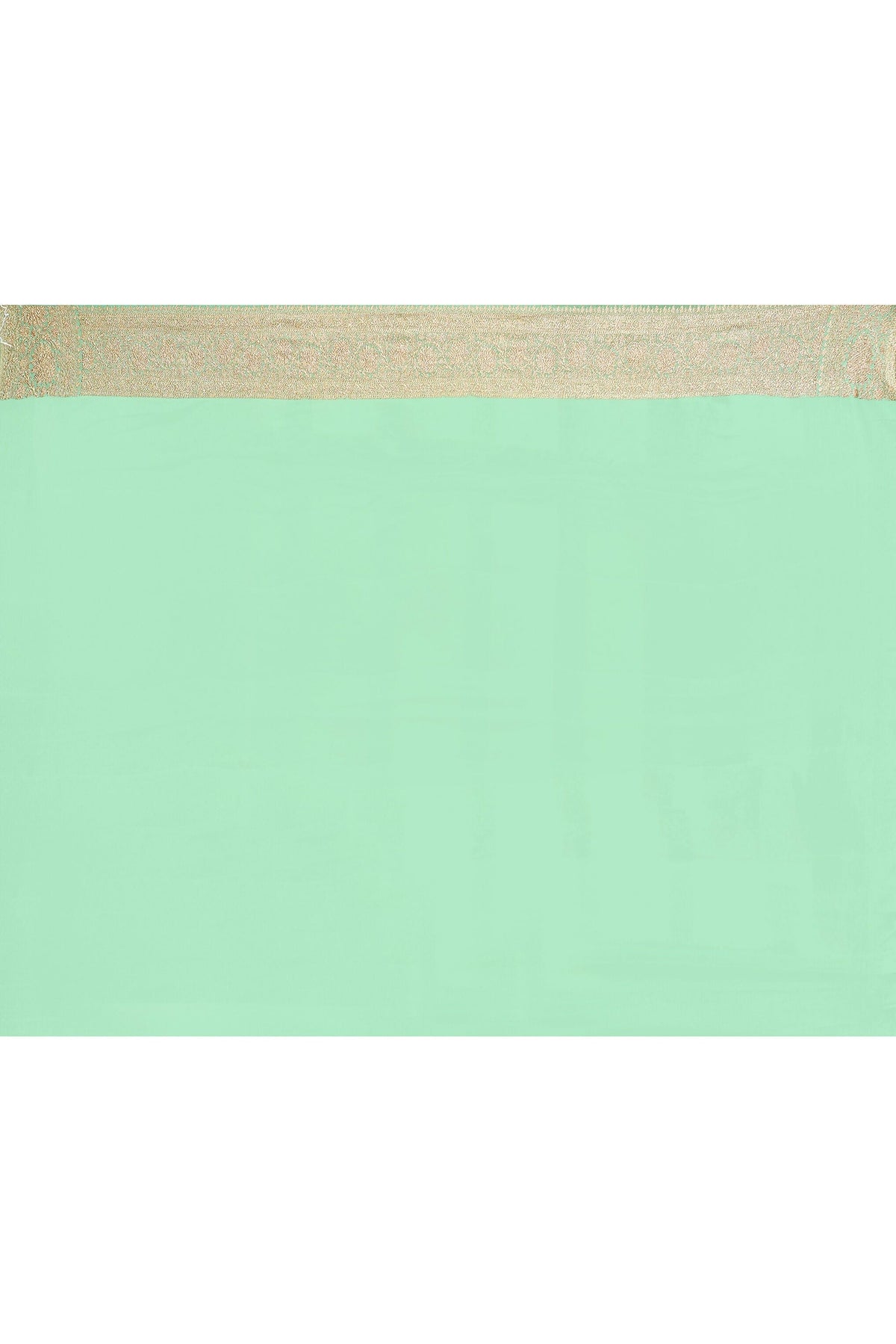 Joban Fashion Emerald Green Crepe Chiffon Pure Handloom Banarasi Silk Saree